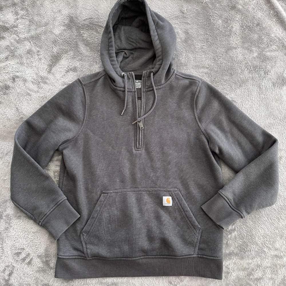 Carhartt Relaxed Fit Quarter Zip Pullover Hoodie Women's MEDIUM 8/10 Gray